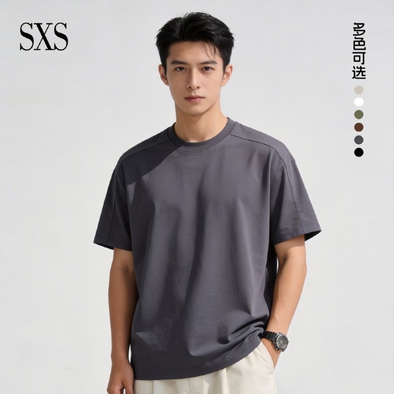 S07#260克凉感结构款拼接宽松T恤 S07#260克凉感结构款拼接宽松T恤