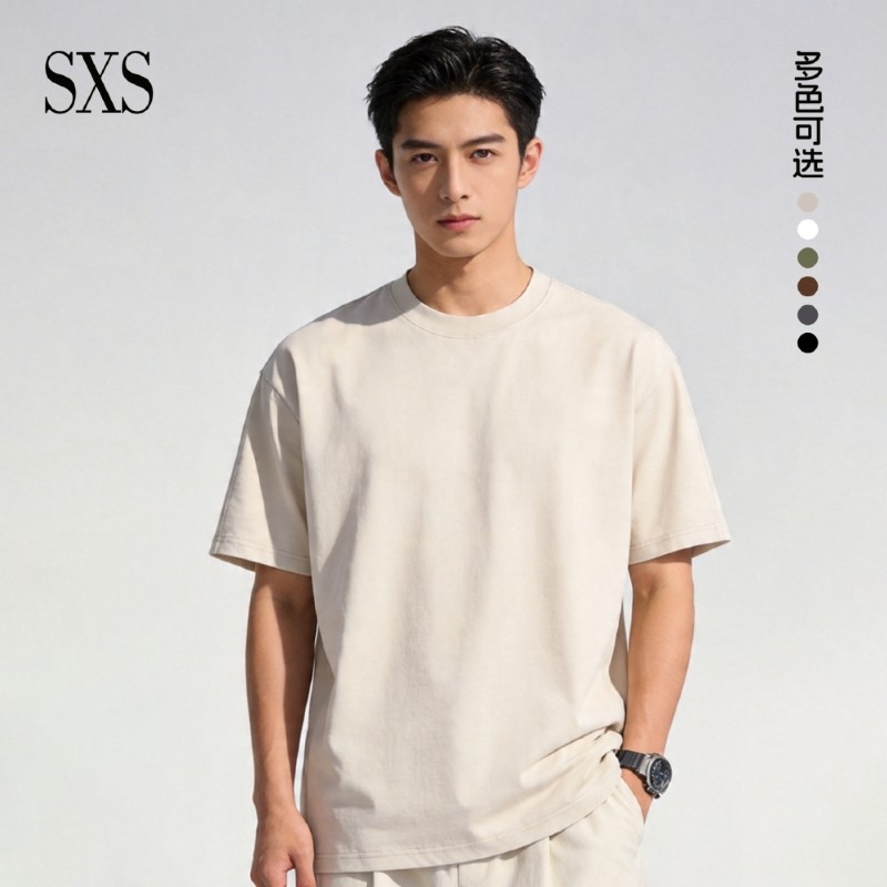 S08#260克凉感结构款拼接宽松T恤 S08#260克凉感结构款拼接宽松T恤